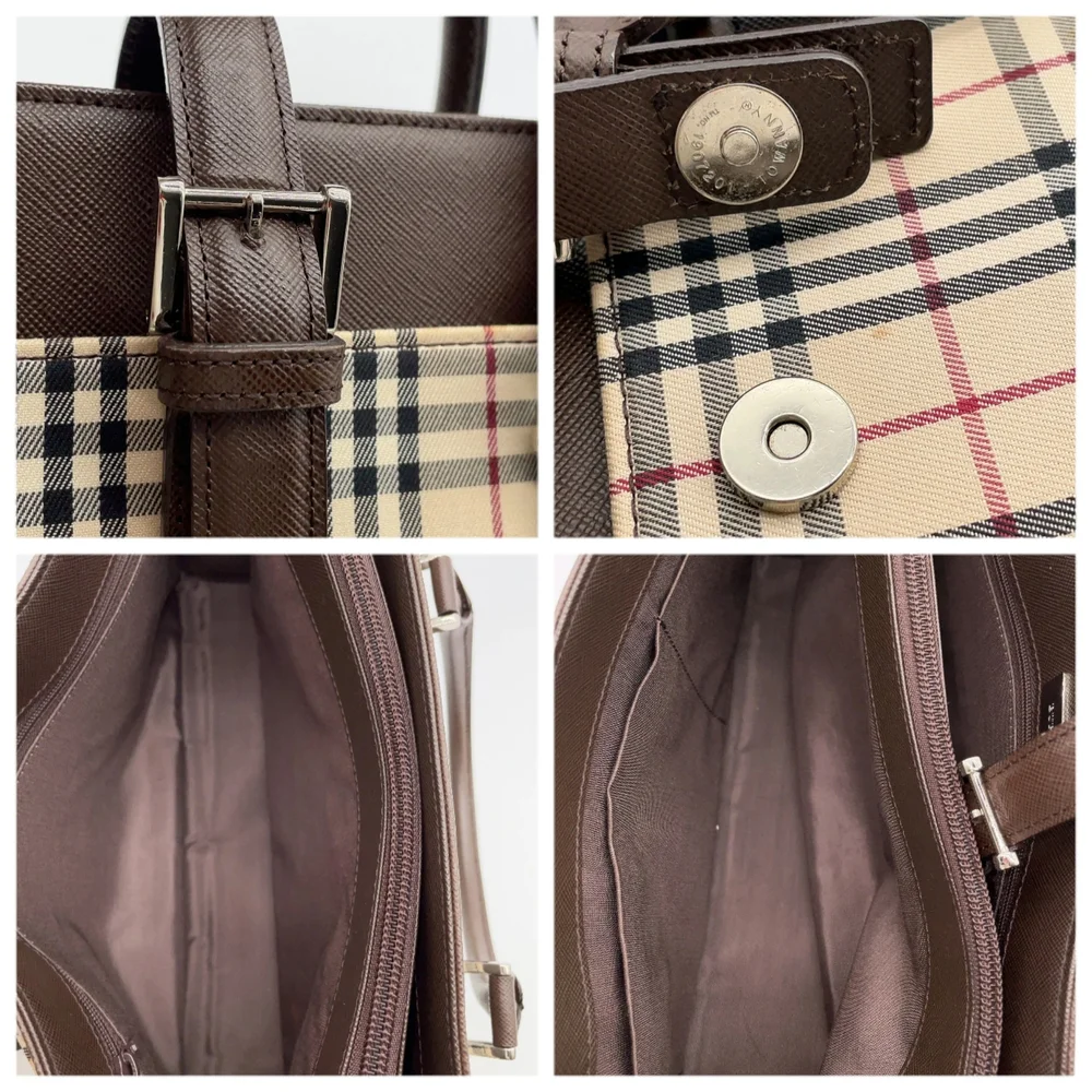SALE! Authentic Burberry Nova Check Leather Beige/Brown Handbag W/DB - Picture 9 of 14